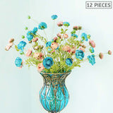 SOGA 12pcs Artificial Silk Flower Fake Rose Bouquet Table Decor Blue