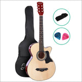 Alpha 38 Inch Wooden Acoustic Guitar Natural Wood - Audio & 