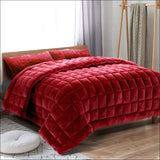 Faux Mink Quilt Comforter Fleece Throw Blanket Doona 