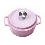 SOGA 22cm Pink Cast Iron Ceramic Stewpot Casserole Stew Cooking Pot With Lid