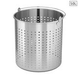 SOGA 50L 18/10 Stainless Steel Perforated Stockpot Basket Pasta Strainer with Handle