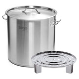 SOGA 21L Stainless Steel Stock Pot with One Steamer Rack Insert Stockpot Tray