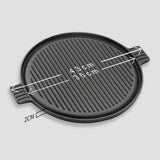 SOGA 43cm Round Ribbed Cast Iron Frying Pan Skillet Steak Sizzle Platter with Handle
