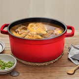 SOGA Cast Iron Enamel 24cm Porcelain Stewpot Casserole Stew Cooking Pot With Lid 3.6L Red