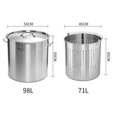 SOGA 98L 18/10 Stainless Steel Stockpot with Perforated Stock pot Basket Pasta Strainer