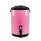 SOGA 4X 14L Stainless Steel Insulated Milk Tea Barrel Hot and Cold Beverage Dispenser Container with Faucet Pink