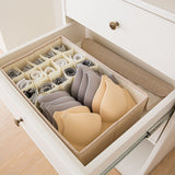 SOGA 2X Beige Flip Top Underwear Storage Box Foldable Wardrobe Partition Drawer Home Organiser