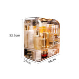 SOGA 2X Transparent Cosmetic Storage Box Clear Makeup Skincare Holder with Lid Drawers Waterproof  Dustproof Organiser