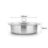 SOGA Dual Burners Cooktop Stove 28cm Stainless Steel Induction Casserole and 28cm Fry Pan