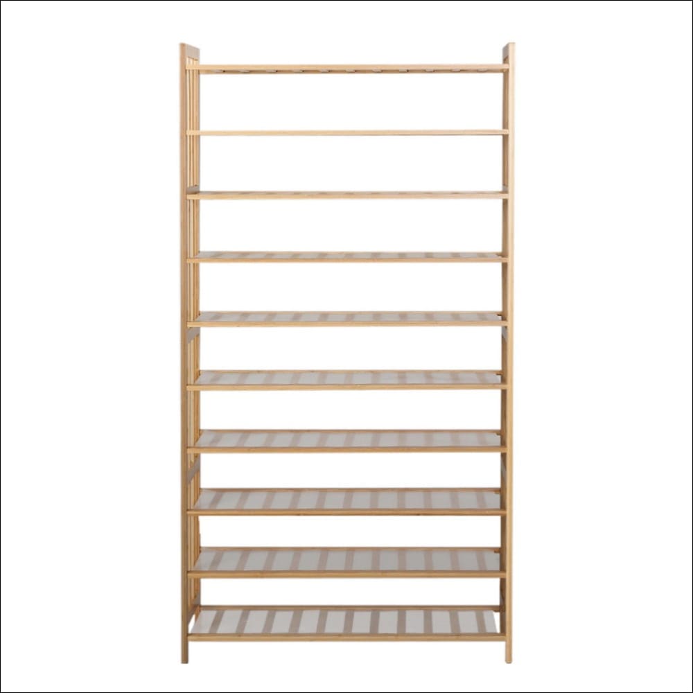 Artiss 10-tier Bamboo Shoe Rack Wooden Shelf Stand Storage 