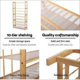 Artiss 10-tier Bamboo Shoe Rack Wooden Shelf Stand Storage 