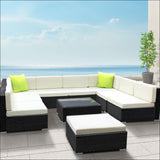 Gardeon 10pc Outdoor Furniture Sofa Set Wicker Garden Patio 