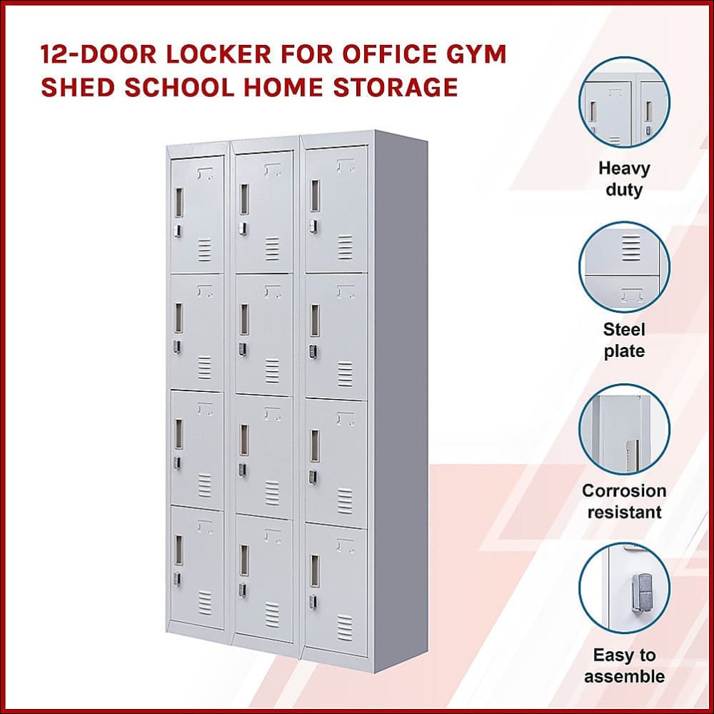 12-door Locker for Office Gym Shed School Home Storage - 