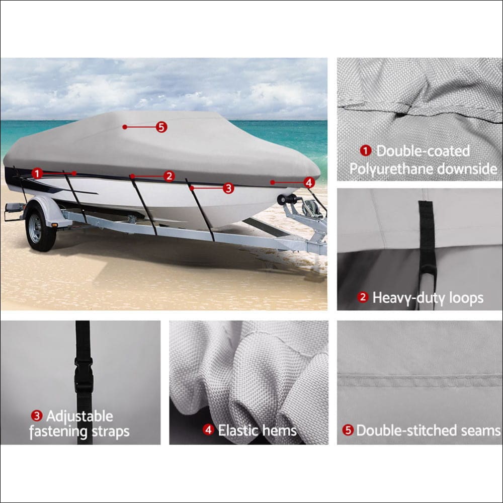 14 - 16 Foot Waterproof Boat Cover - Grey - Outdoor > 