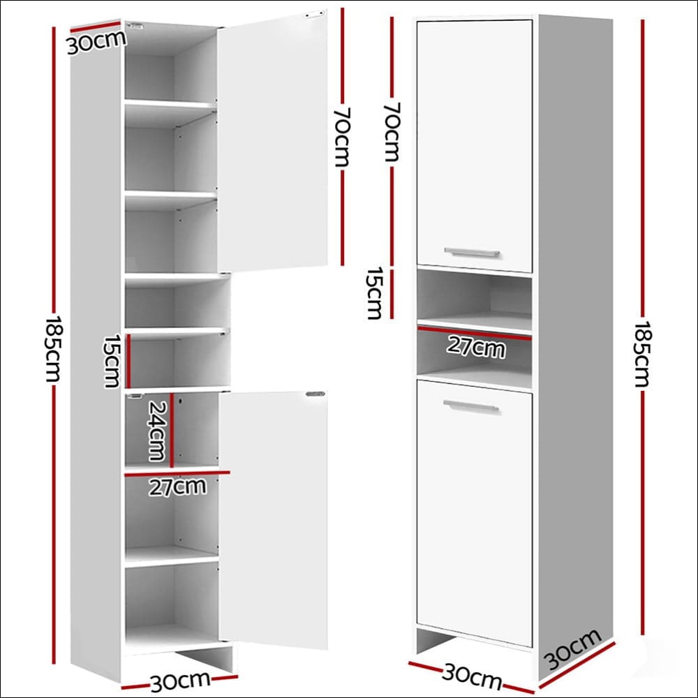 Artiss 185cm Bathroom Tallboy Toilet Storage Cabinet Laundry