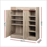 Artiss 2 Doors Shoe Cabinet Storage Cupboard - Wood - Home &