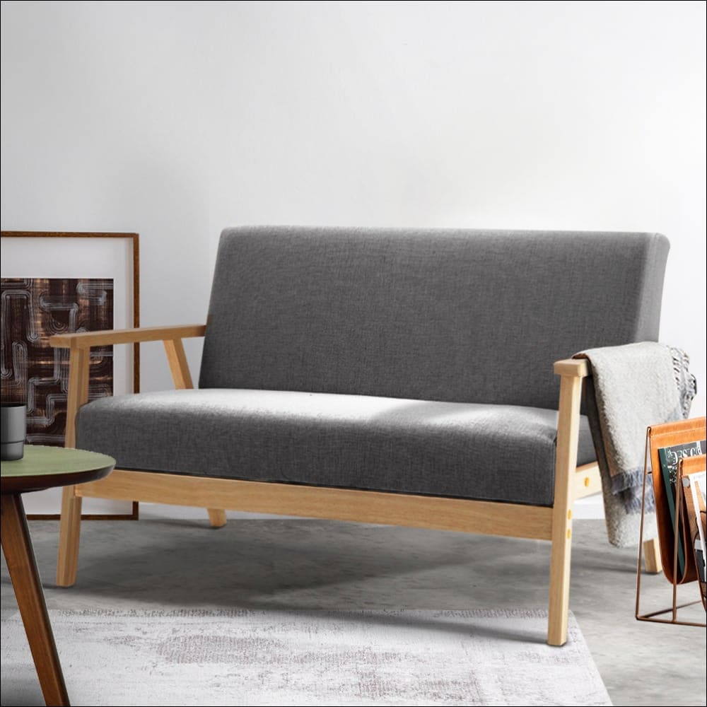 Artiss 2 Seater Fabric Sofa Chair - Grey - Furniture > Bar 