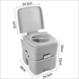 20l Portable Outdoor Camping Toilet with Carry Bag- Grey - 