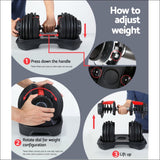 24kg Adjustable Dumbbell Dumbbells Weight Plates Home Gym 