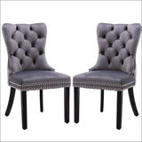 2x Velvet Dining Chairs Upholstered Tufted Kithcen Chair 