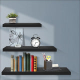 Artiss 3 Piece Floating Wall Shelves - Black - Home & Garden