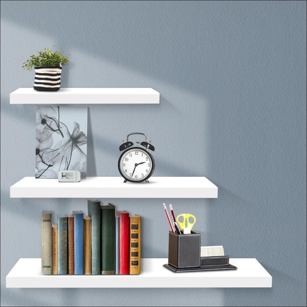 Artiss 3 Piece Floating Wall Shelves - White - Home & Garden