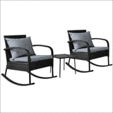 Gardeon 3 Piece Outdoor Chair Rocking Set - Black - 