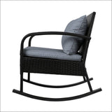 Gardeon 3 Piece Outdoor Chair Rocking Set - Black - 