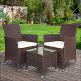 Gardeon 3 Piece Wicker Outdoor Furniture Set - Brown - 