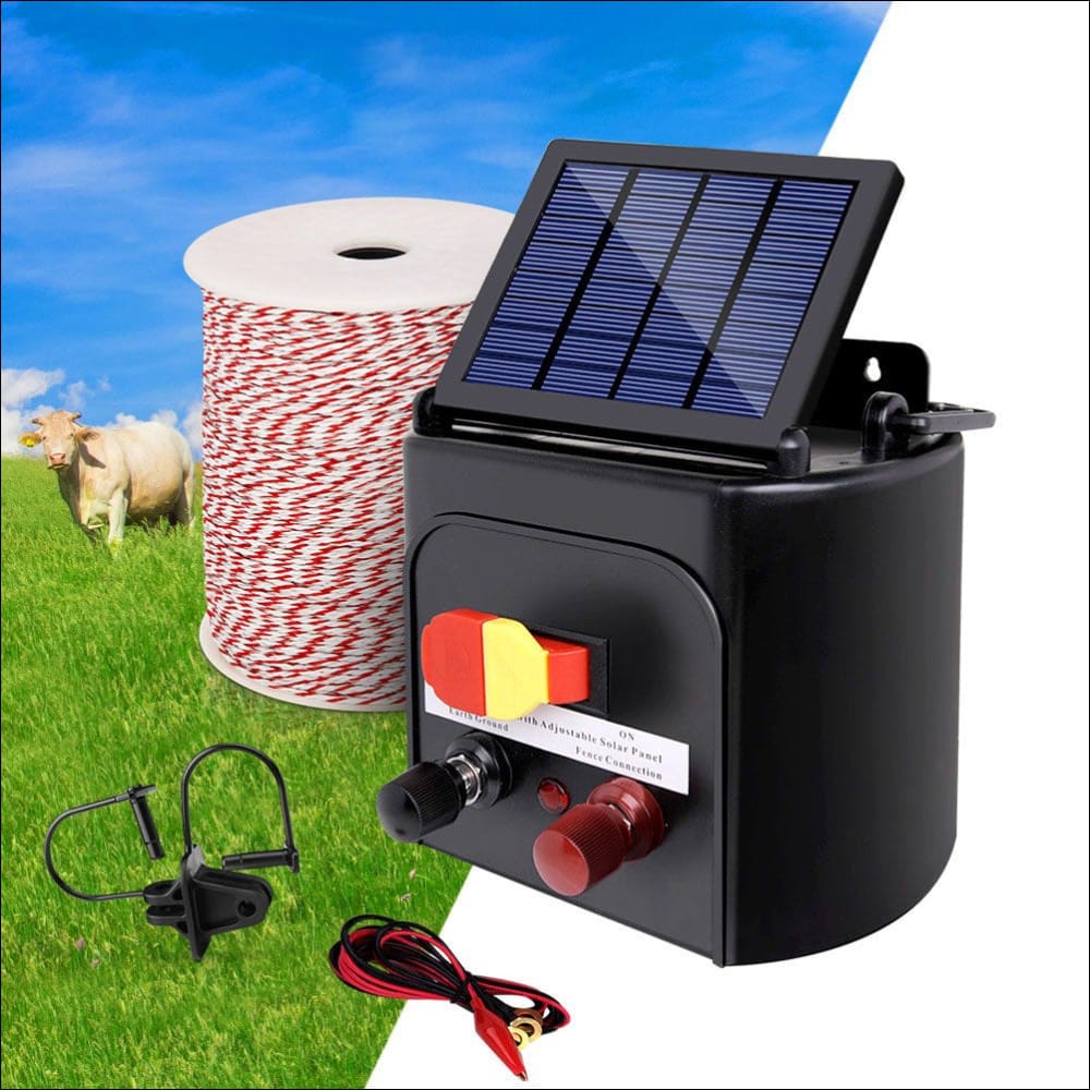 Giantz 3km Solar Electric Fence Energiser Charger with 500m 