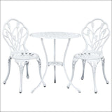 3pc Outdoor Setting Cast Aluminium Bistro Table Chair Patio White