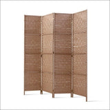 Artiss 4 Panel Room Divider Screen Privacy Rattan Timber 