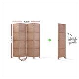 Artiss 4 Panel Room Divider Screen Privacy Rattan Timber 