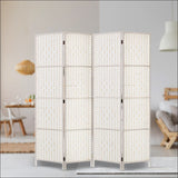 Artiss 4 Panels Room Divider Screen Privacy Rattan Timber 