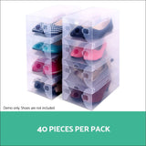 40pcs Clear Shoe Storage Box Transparent Foldable Stackable 