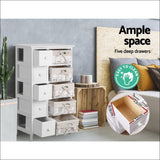 Artiss 5 Basket Storage Drawers - White - Furniture > 