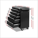 Giantz 5 Drawer Mechanic Tool Box Storage Trolley - Black - 