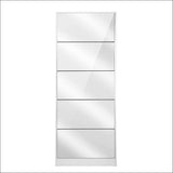 Artiss 5 Drawer Mirrored Wooden Shoe Cabinet - White - Home 