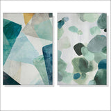 50cmx70cm Green Marble 2 Sets White Frame Canvas Wall Art - 