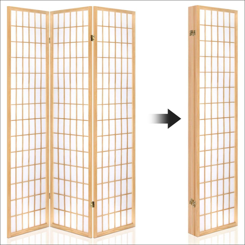 6 Panel Room Divider Privacy Screen Foldable Pine Wood Stand
