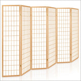 6 Panel Room Divider Privacy Screen Foldable Pine Wood Stand