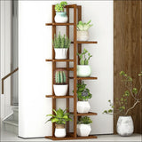 6 Tiers Vertical Bamboo Plant Stand Staged Flower Shelf Rack