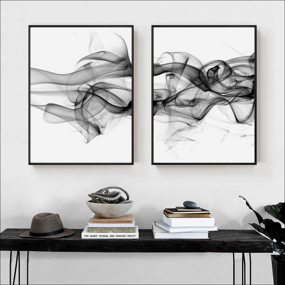 60cmx90cm Stylish Abstract Black 2 Sets Black Frame Canvas 