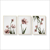 60cmx90cm Tulip Flower 3 Sets Gold Frame Canvas Wall Art - 