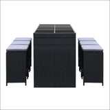 7 Piece Outdoor Dining Table Set - Black - Furniture > 