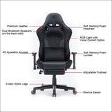 7 Rgb Lights Bluetooth Speaker Gaming Chair Ergonomic Racing