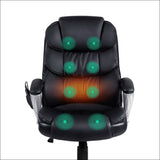 8 Point Pu Leather Reclining Massage Chair - Black - 