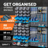 Giantz 88 Parts Wall-mounted Storage Bin Rack Tool Garage 