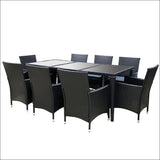Gardeon 9 Piece Outdoor Dining Set - Black - Furniture > 