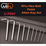 9pcs Long Arm Allen Keys Set Metric Ball End Driver Hex 